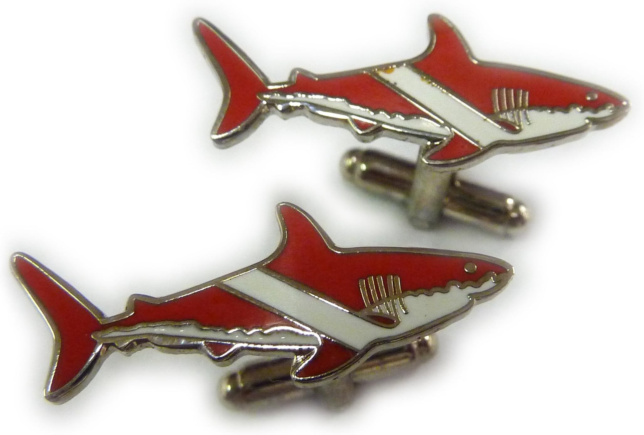 Scuba Diving Diver Flag Great White Shark Cuff Links Cufflinks Set