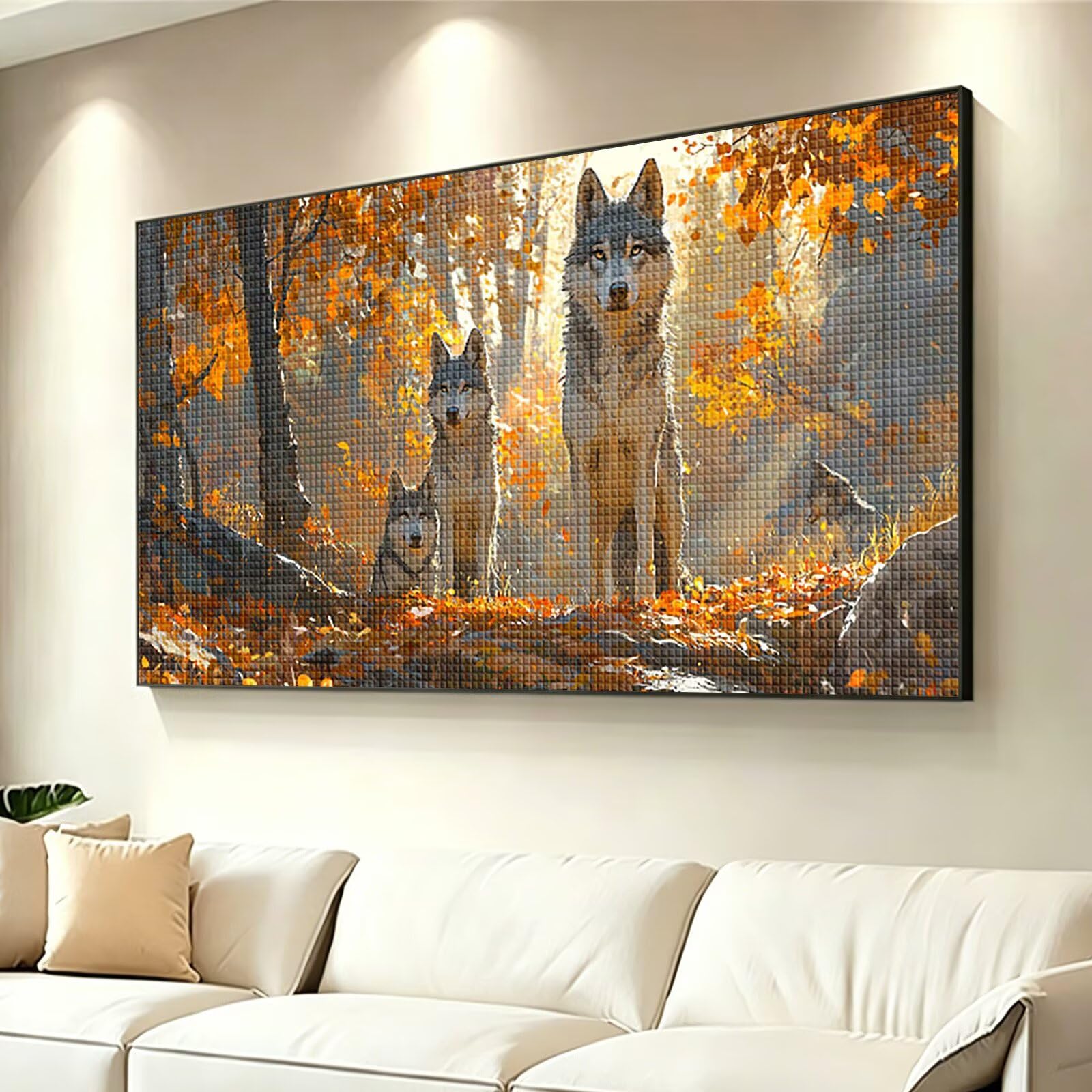 Diamond Painting Grande 120x60cm Lobo Diamond Painting Adultos, DIY Animal Pintura de Diamante Manualidades Adultos, 5D Cuadrado Rhinestone Bordado Punto de Cruz para Home Decoration Regalo 0J-745