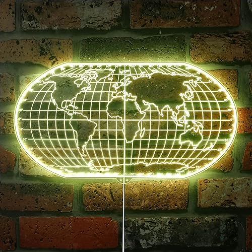 Miniatura 7 de ADVPRO Globe World Map Atlas RGB Dynamic Glam LED Sign - Forma de corte a borde - Decoración de pared inteligente 3D - Iluminación dinámica