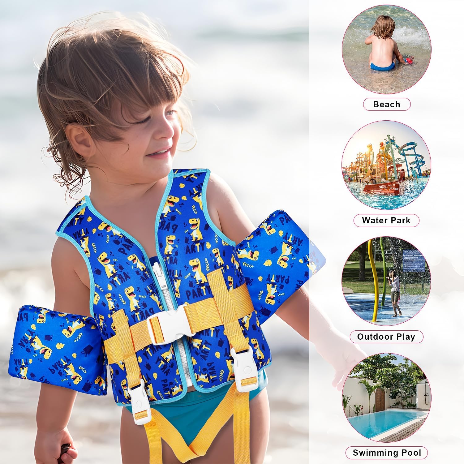 DOOHALO Toddler Swim Vest Kids Swimming Training Vest for Boys Girls Suitable for Age 1 to 8 Years 20Ibs - 46Ibs