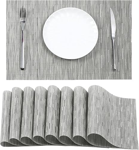 Miniatura 58 de Leetaltree - Juego de 6 manteles individuales, resistentes al calor, antideslizantes, para mesa de comedor, lavables, duraderos, tejido de PVC Azul