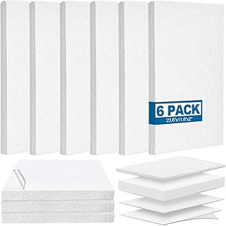 6 PCS Acoustic Panels, Large Soundproof Wall Panels, 2" Thick Fiberglass Sound Absorbing Panels, 23.6x11.8 Inches Sound Proof Foam Panels for Walls, Studio Home Offices (White)