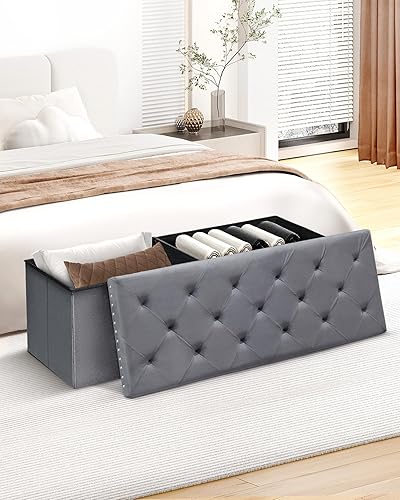 Miniatura 2 de B FSOBEIIALEO Banco otomano de almacenamiento, otomanos plegables con almacenamiento, cajas de almacenamiento extra grandes de 140 litros, banco