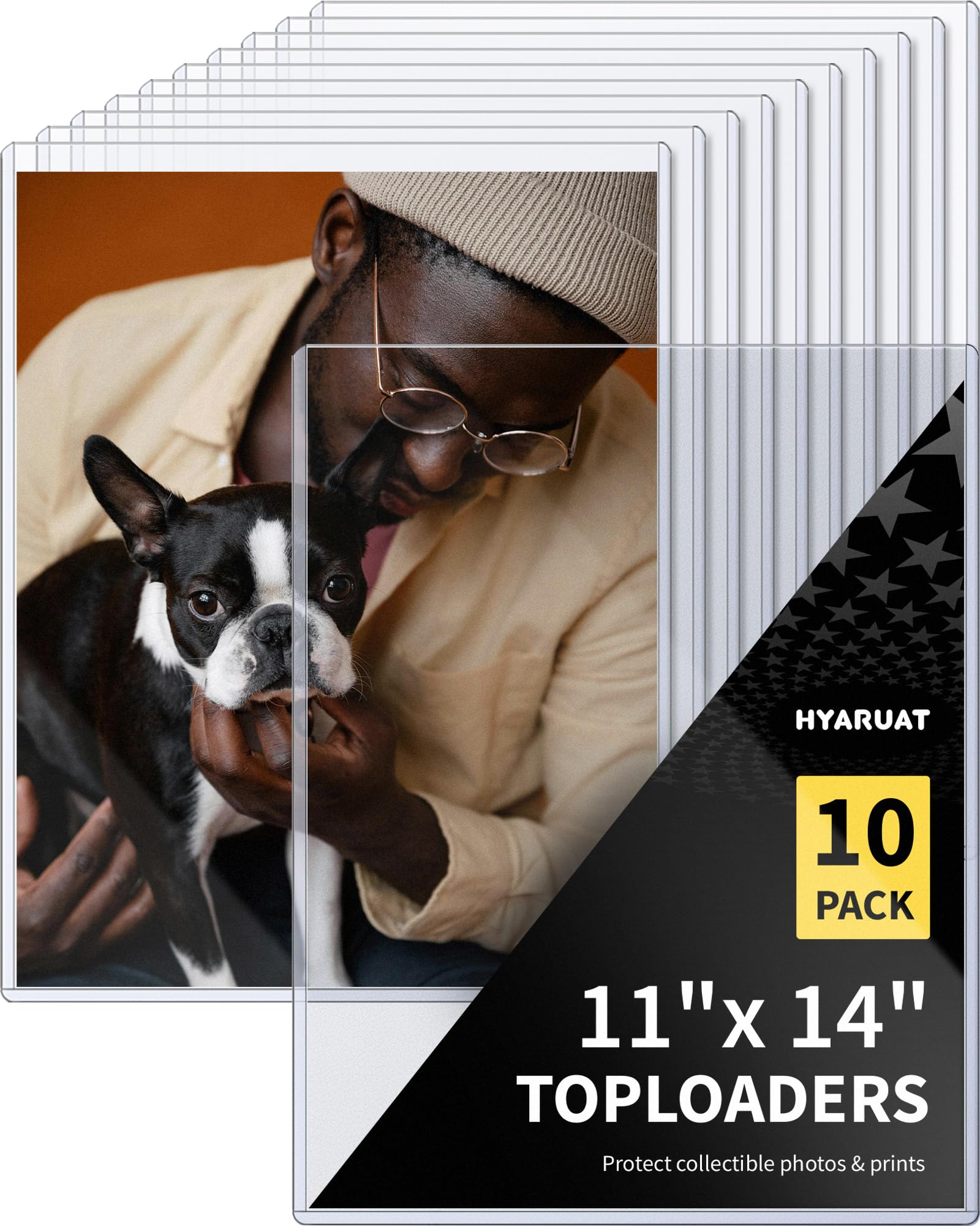 HYARUAT 10 Pack Toploader Plastic Sleeves