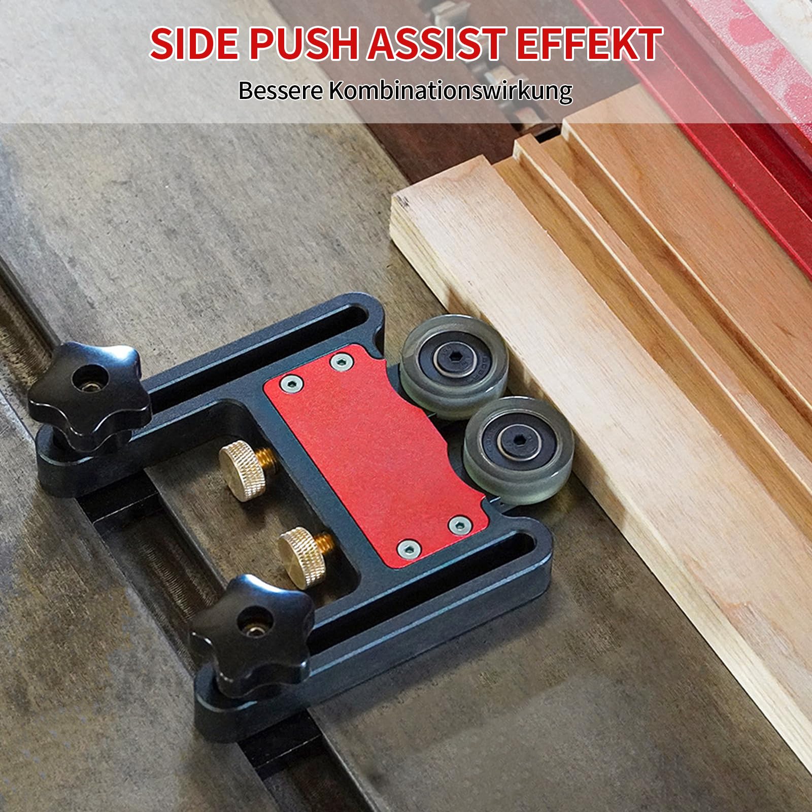 Woodworking Bearing Roller Feeder Guider, z blokami ślizgowymi, deska sprężynowa do pił stołowych, pił taśmowych, frezarek, pras stołowych, prowadnic do pokarmu (2)