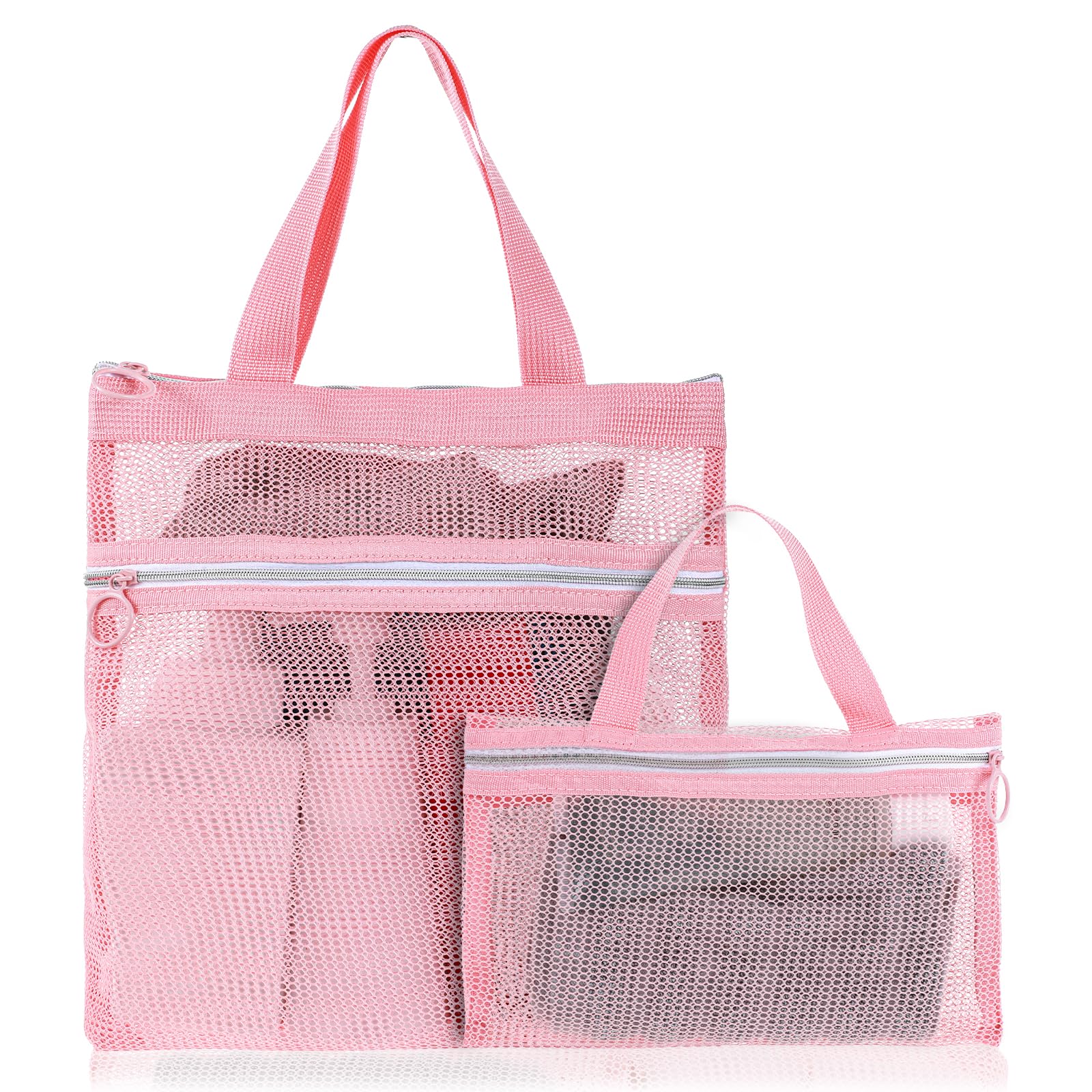 oruola 2pcs Shower Caddy Mesh Portable Gym Shower Bag for Women Quick Dry Hanging Camping Showers Caddy Bag