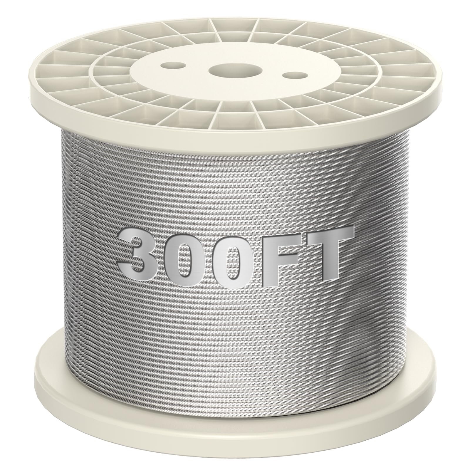 BLIKA 300FT 3/16" Stainless Steel Cable, 304 Stainless Steel Decking Railing Cable with 7 x 19 Strand Construction, 3700lbs Breaking Strength Marine