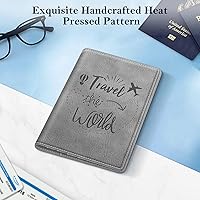 Vista 153 de FINTIE Soporte para pasaporte, cartera de viaje delgada con bloqueo RFID, funda protectora para pasaporte, esencial con ranuras para tarjetas