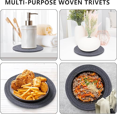 Miniatura 5 de Coga Salvamanteles para platos calientes, salvamanteles para ollas y sartenes calientes, almohadillas calientes de 7 pulgadas, 4 unidades y cesta de