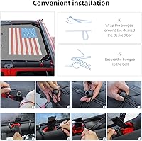 Vista 6 de RT-TCZ para Wrangler JK Parasol de Malla Superior Sombra del Techo para Jeep Wrangler JK JKU 4 Puertas 2007-2017 Negro Rojo Bandera Estadounidense