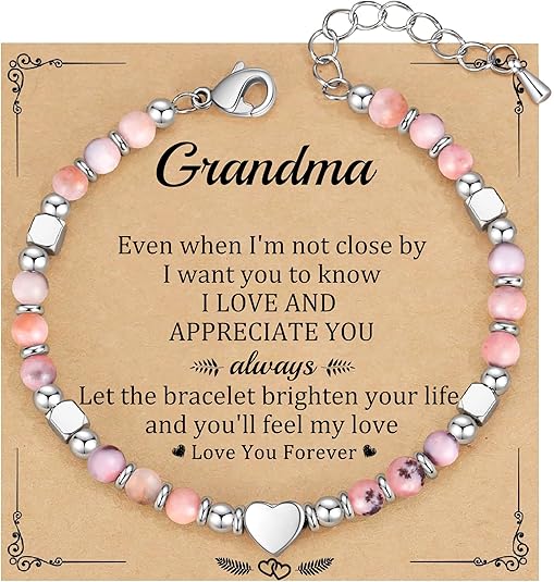 Christmas Gifts for Women, Stocking Stuffers for Teens Beaded Bracelets for Women Gifts for Mom Christmas Gift Mothers Day Gift for Grandma Daughter Bonus Mom Nature Stone Bead Bracelet Graduation Jewelry for Her 2026