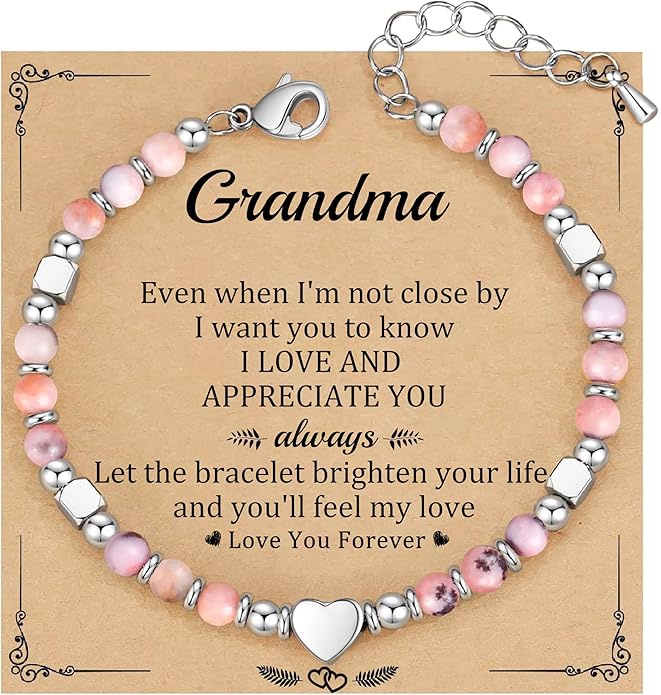 Christmas Gifts for Women, Stocking Stuffers for Teens Beaded Bracelets for Women Gifts for Mom Christmas Gift Mothers Day Gift for Grandma Daughter Bonus Mom Nature Stone Bead Bracelet Graduation Jewelry for Her 2026