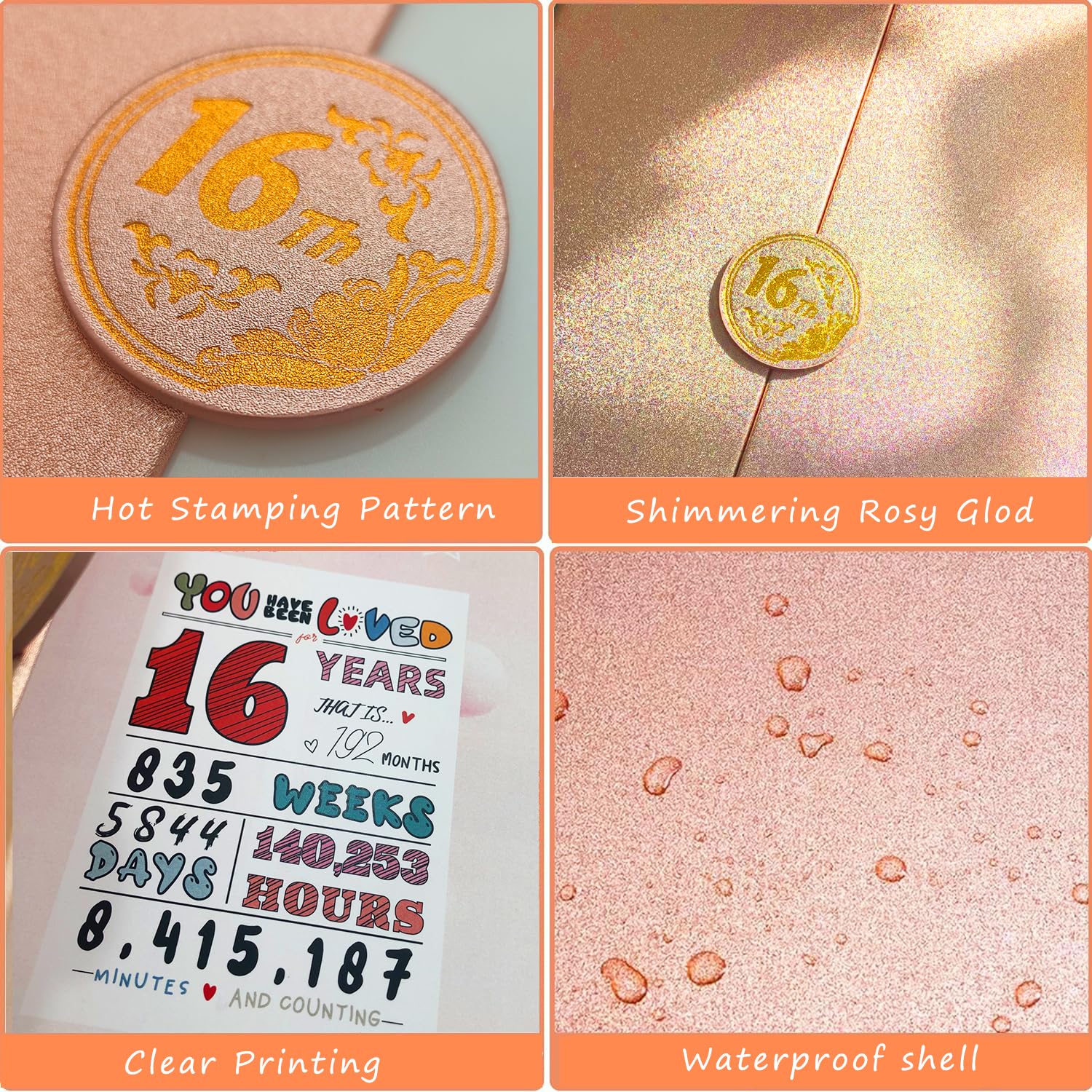 16th Birthday Alternative Guest Book - Rose Gold Sweet 16 Signature Book For Party Decor