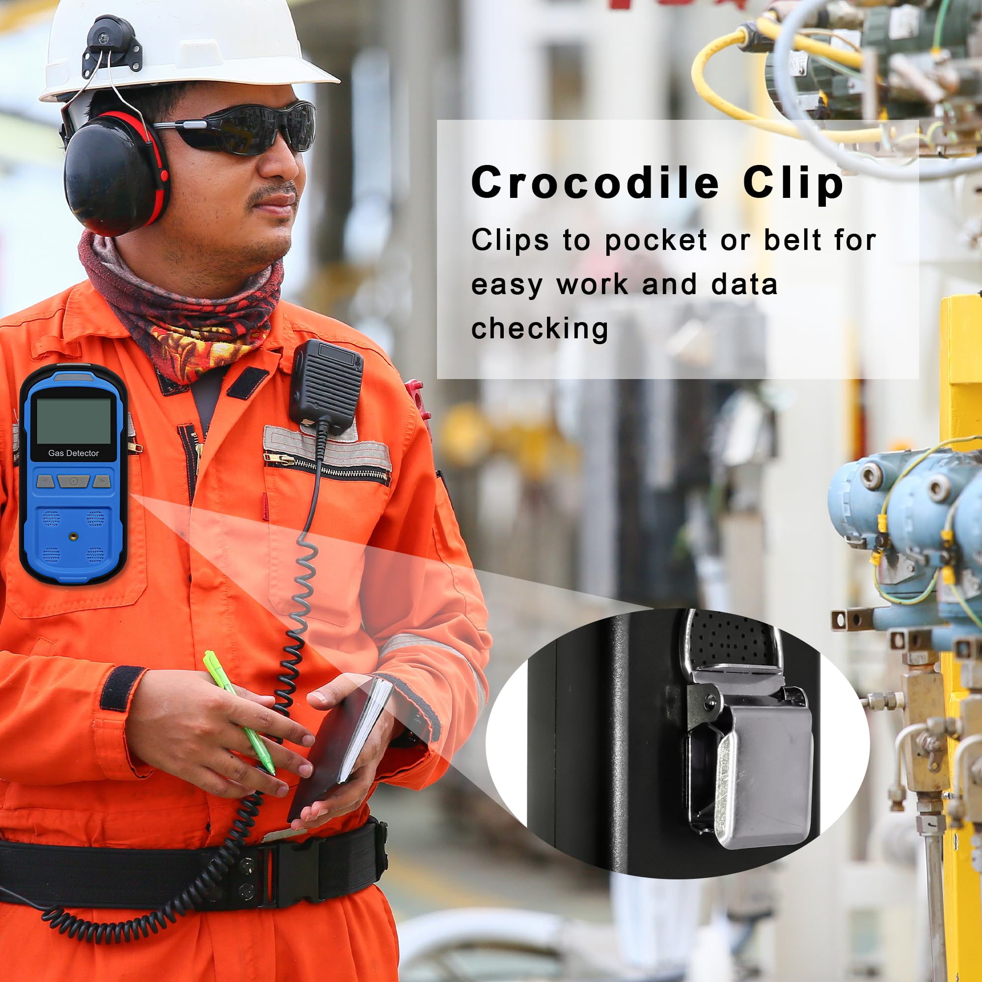 Detector de fugas de gas para H2S CO O2 y LEL, detector de gas múltiple portátil con alarmas audibles, visuales y de vibración, monitor de gas 4 en 1, pantalla LCD digital (azul)