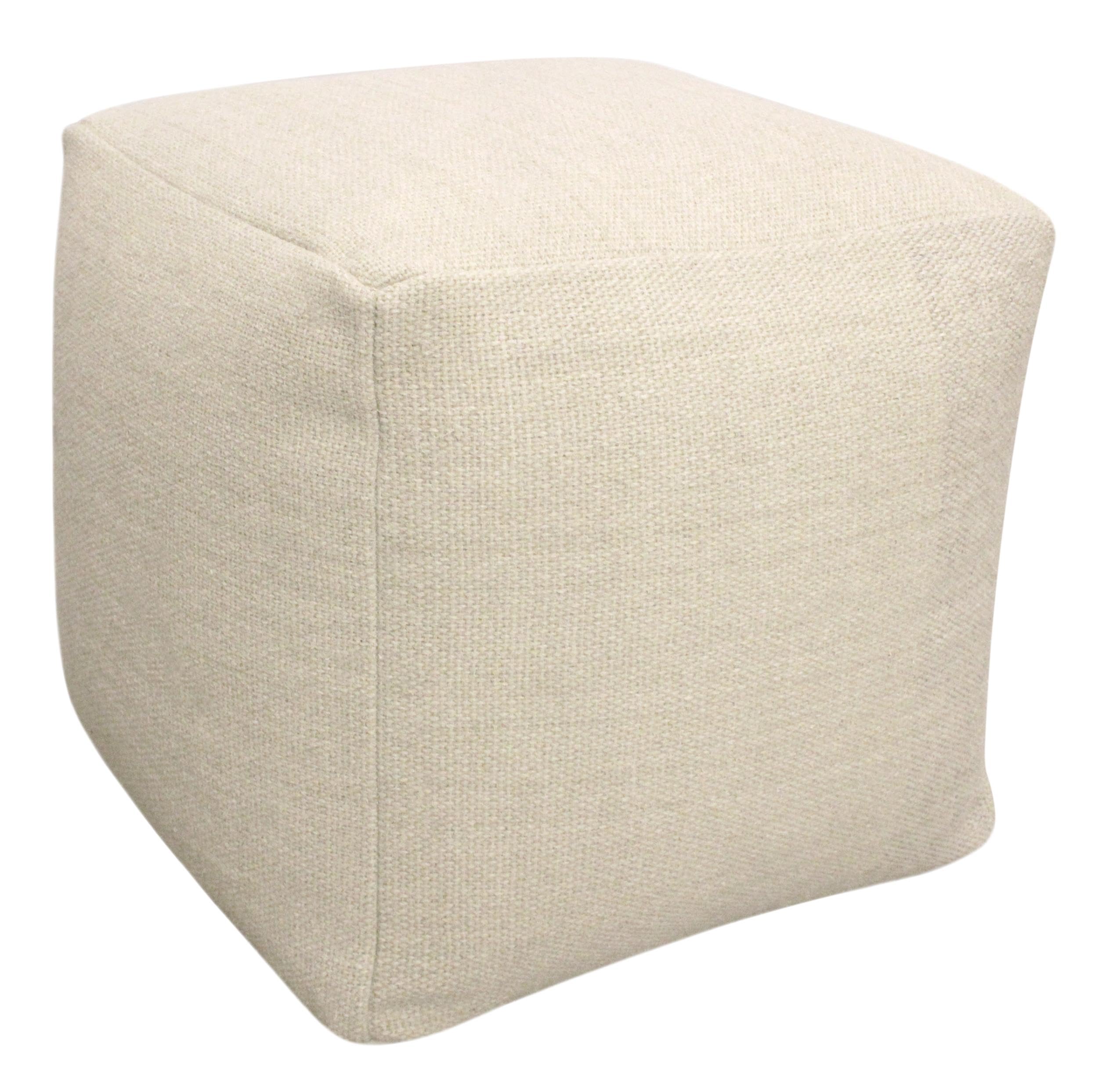Moti Remi Pouf in Handwoven Contemporary Ivory Wool