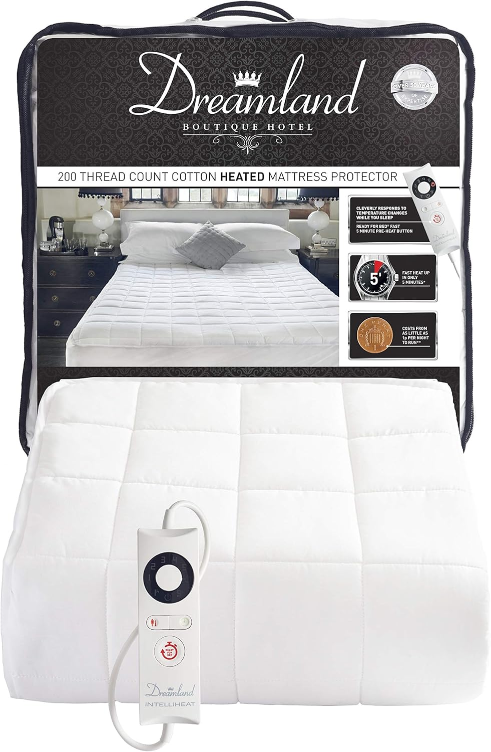 Dreamland Intelliheat Fast Heat Boutique Hotel 200 Thread Count Cotton