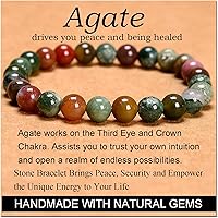 Vista 87 de MASSIVE BEADS Pulsera elástica de yoga hecha a mano con piedra natural, cristal curativo, energía, regalos para adultos unisex de 0.157 in, 0.236