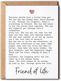 Best Friend Card - Thank You For Being In My Life - Friend For Life - Card For Special Friend - Recycled Card For Best Friend - Bestie Card, 5 x 7 inches