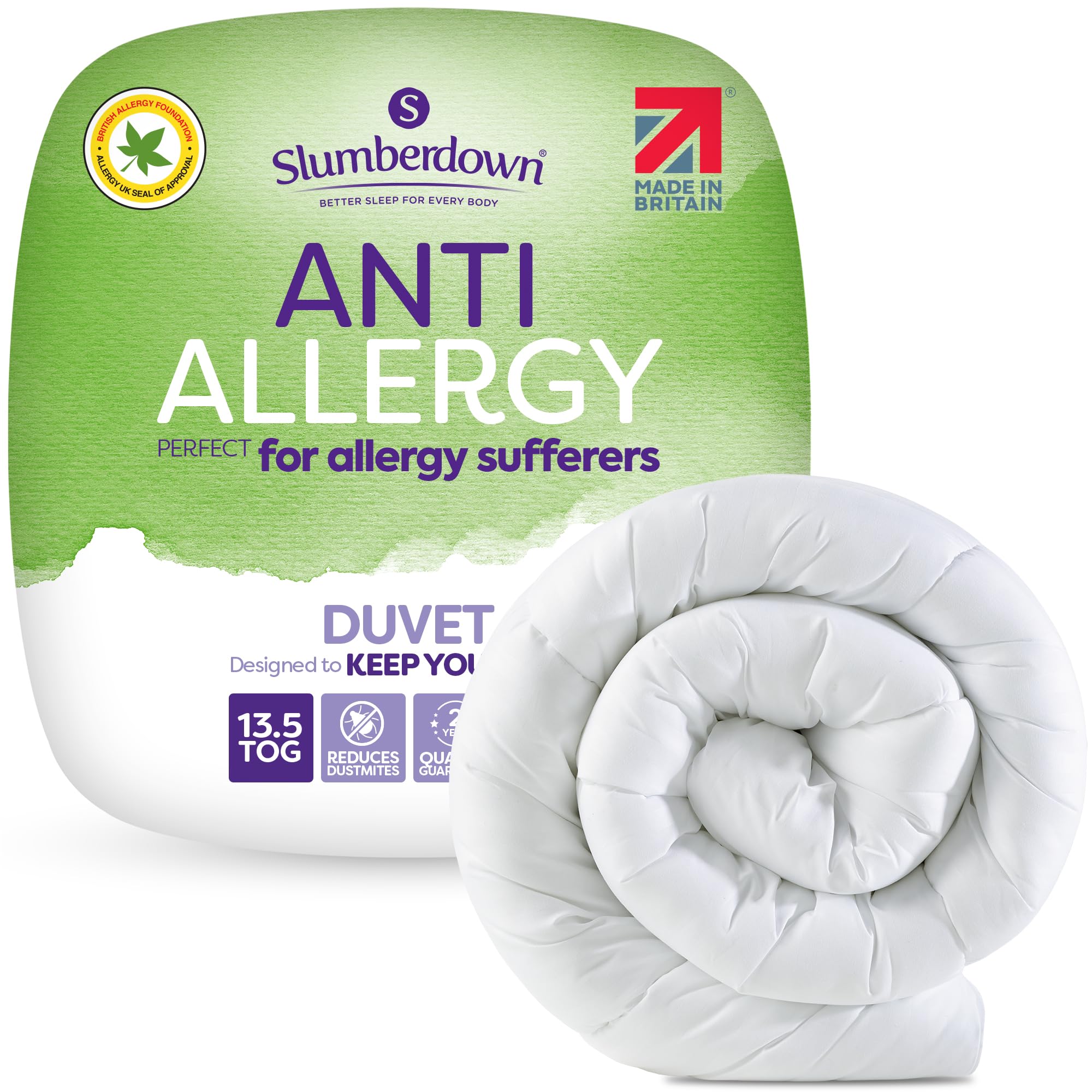 Slumberdown Anti Allergy Single Duvet 13.5 Tog - Allergy UK Approved Warm Winter Duvet for...