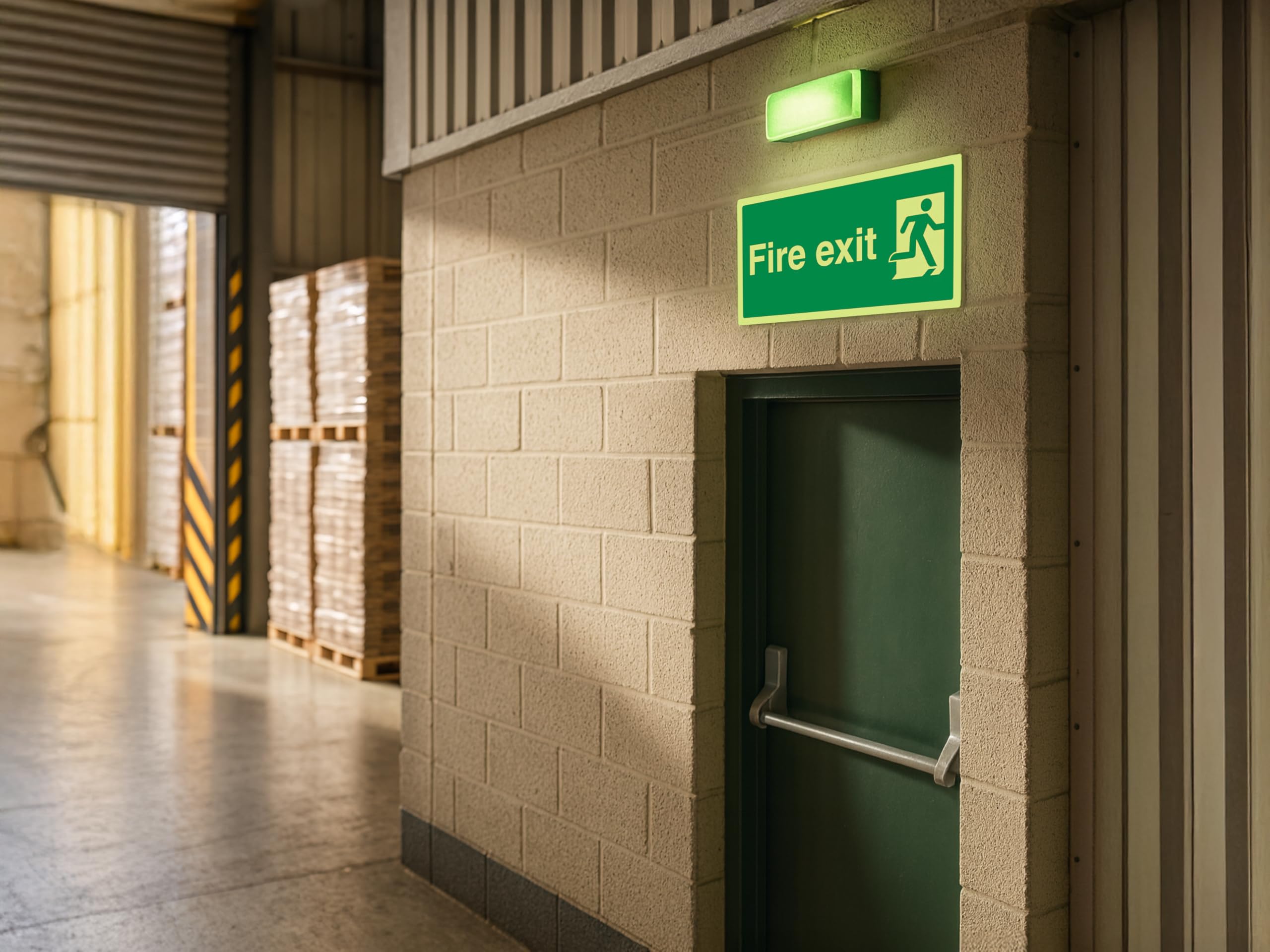 The Workplace Depot Fire Exit Glow in the Dark Safety Sign – 150x300mm Photoluminescent Sign, PVC/Self-Adhesive Vinyl – Emergency Exits in Offices & Warehouses (PVC (Rigid) Pack of 10)