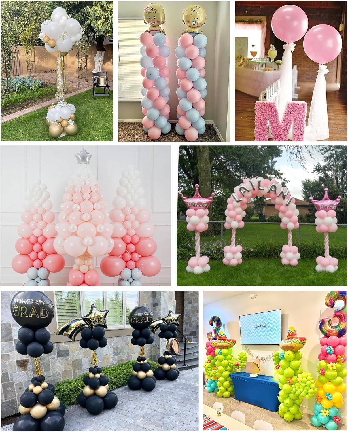 YALLOVE Balloon Column Stand Kit, Sets of 4 Telescoping Balloon Stand, Height Adjustable Balloon Tower Pillar with Reusable Metal Telescopic Design for Party Decoration