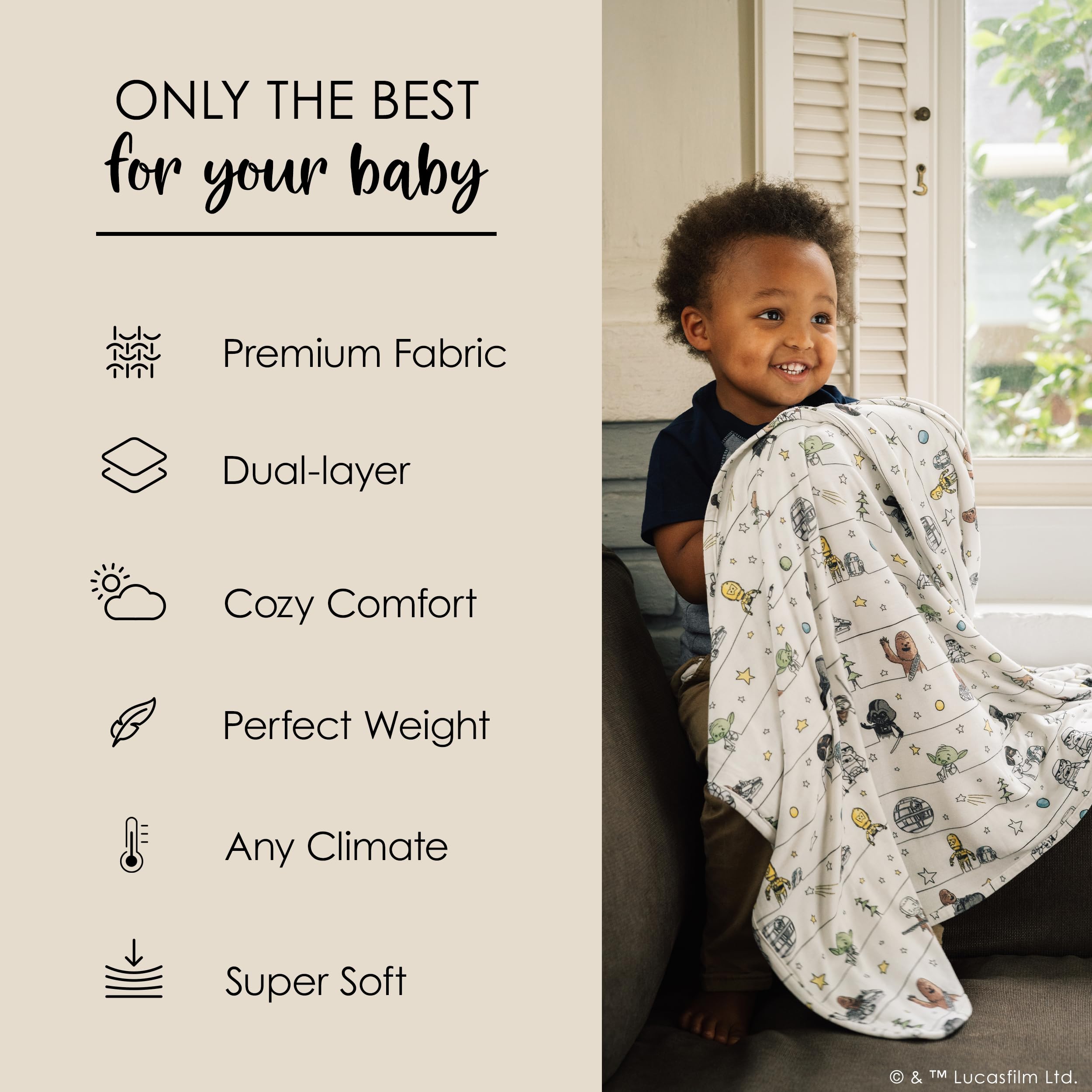 Milk Snob Star Wars Precious Padawans - Manta para bebé niño y niña, suave recepción, manta de seguridad para cama y juego, ropa de cama para niños y bebés, regalos para la ducha, artículos esenciales