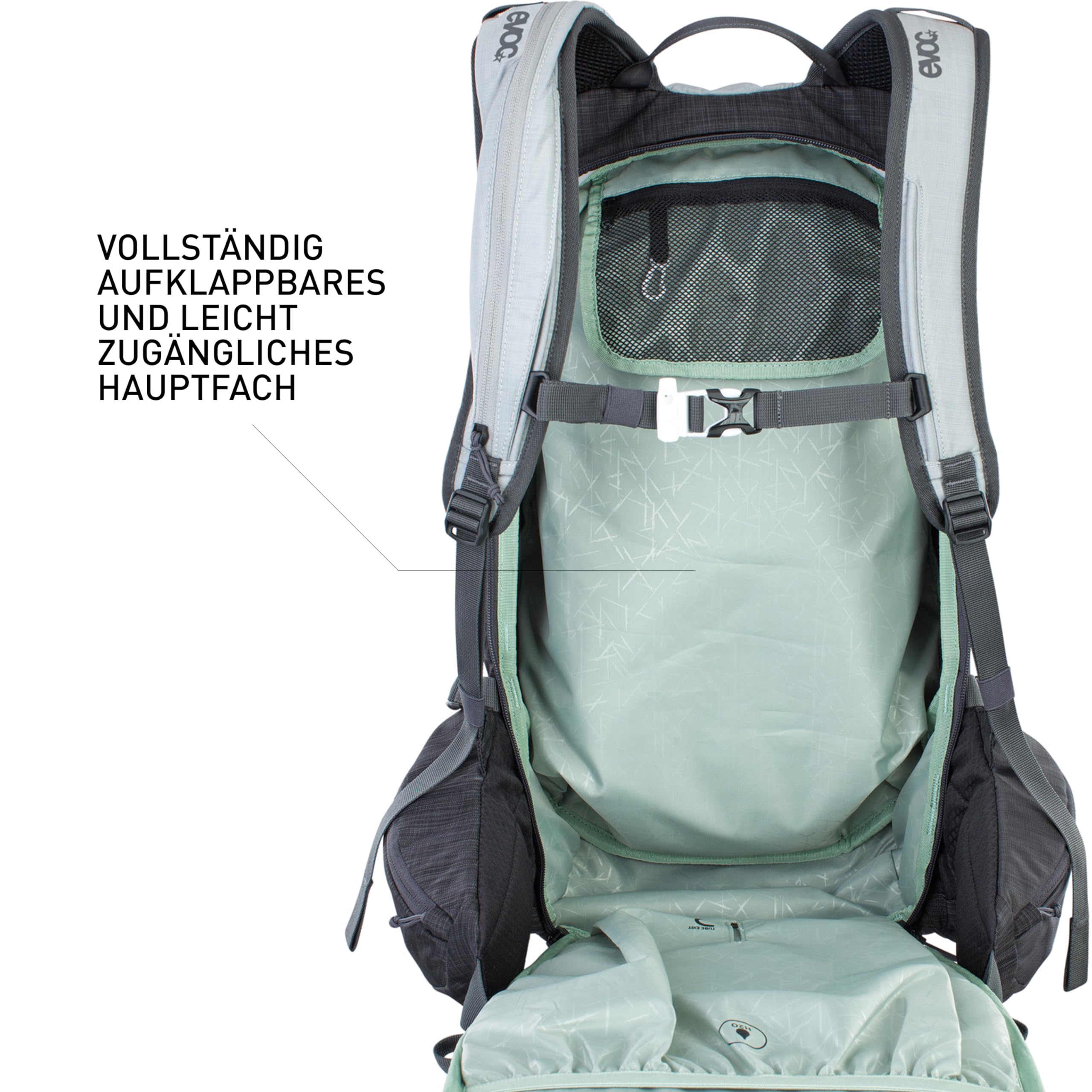EVOC LINE 30 All-Mountain-Tragerucksack (NEURALITE SYSTEM, Skihalterung, separates Lawinenfach mit Notfallplan, leicht zugängliches Hauptfach, BODDY HUGGING), Staubrosa