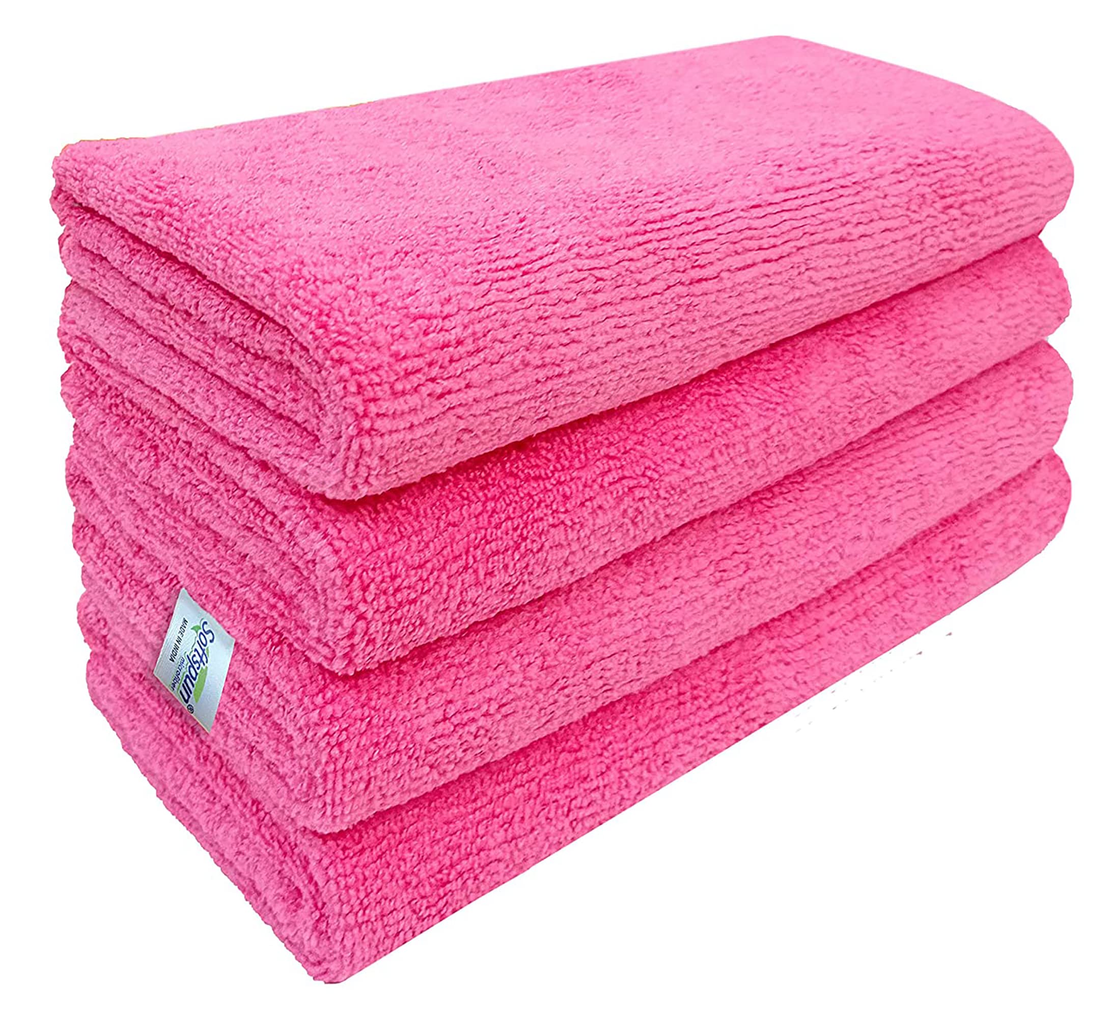 SOFTSPUN Microfiber Cleaning Cloths, 4pcs 40x40cms 340GSM Pink! Highly Absorbent, Lint and Streak Free, Multi -Purpose Wash Cloth for Kitchen, Car, Window, Stainless Steel, Silverware.-image-22