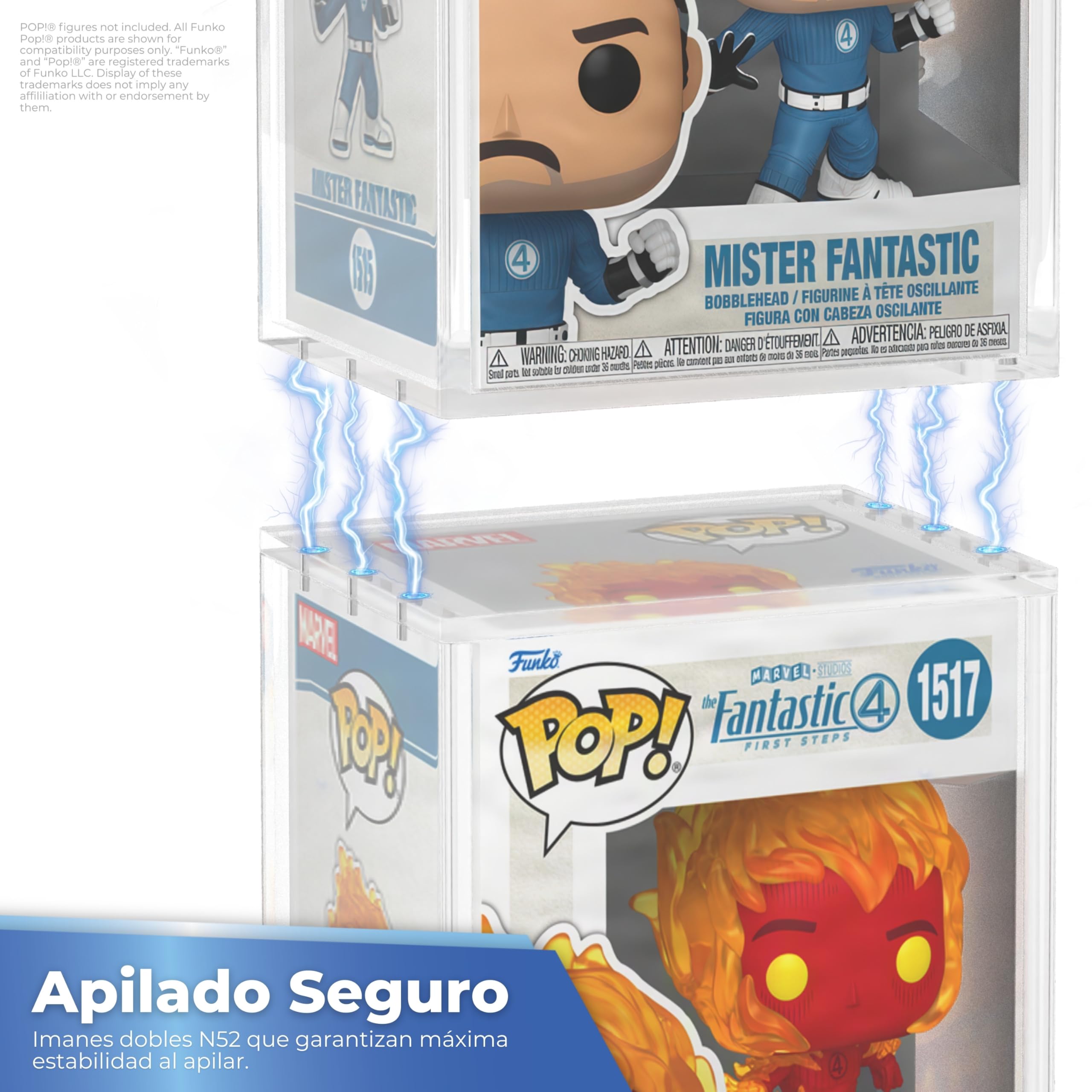 Protector Funko Pop Metacrilato con Imanes N52 – Funko Pop Protector UV 99% Transparente y Apilable – Funda Protectora Funko Pop Premium