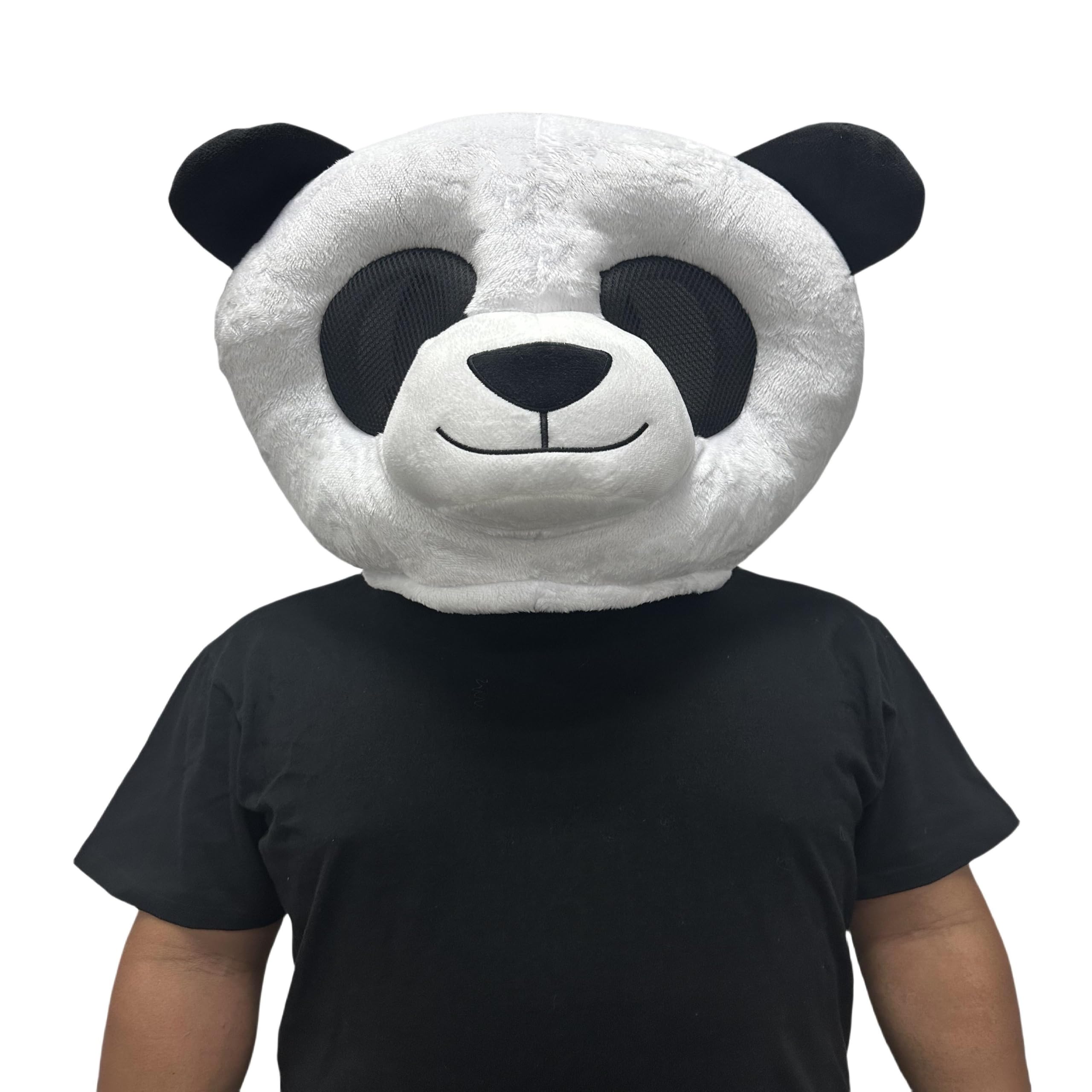 To.beone Plüsch-Panda-Maskottchen-Kopfmaske, weicher Riesen-Panda-Tierkopf-Kostüm, Helm mit atmungsaktiven Netzaugen