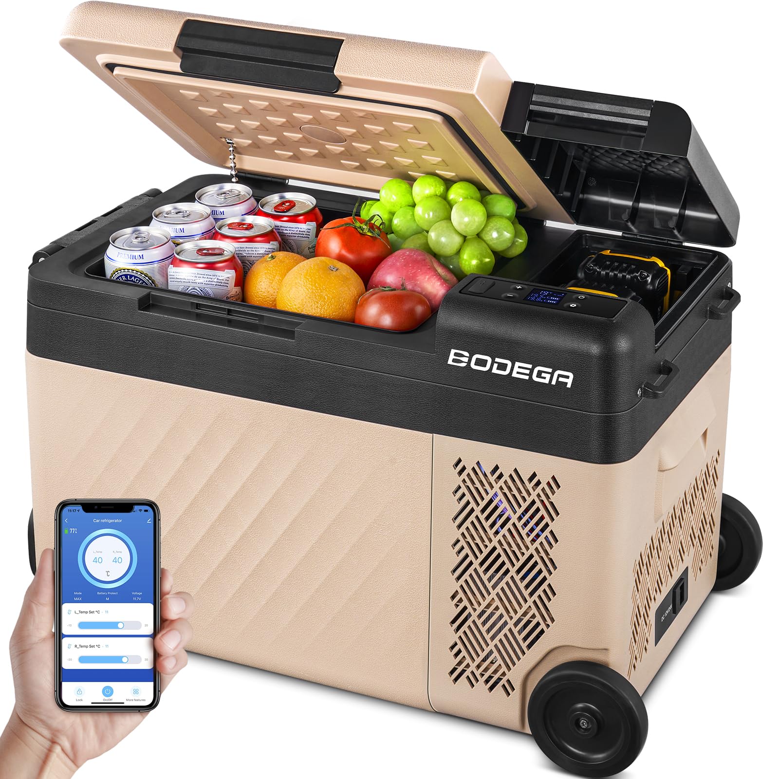 【ほぼ新品】最終処分価格 BODEGA 24L車載冷蔵庫 ベージュと黒 Amazon.co.jp: BODEGA 車載冷蔵庫 24L 12V ポータブル冷蔵庫 -20