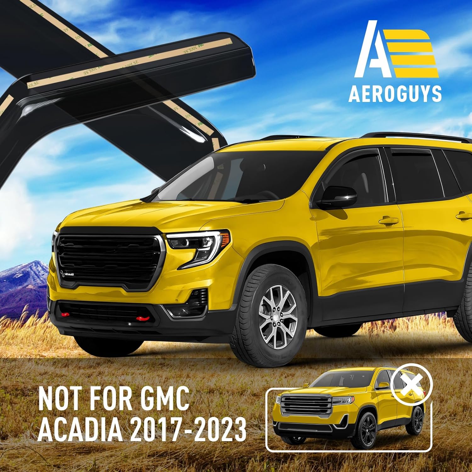 Extra Durable Window Deflectors in-Channel Window Visors Rain Guards Fit for GMC Acadia 2024-2026, Sun Visors, Wind Vent for Shades, Exterior Car Accessories - 4 pcs. AG0964