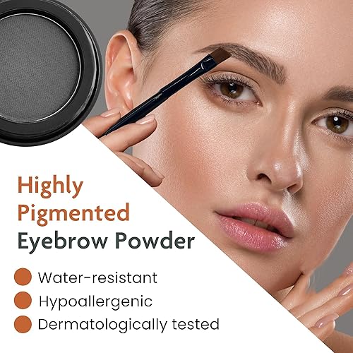 Miniatura 6 de Polvo de cejas en 9 DIFERENTES COLORE, Vegano y libre de crueldad, COLORACIÓN DE CEJAS SALUDABLE., Negro suave