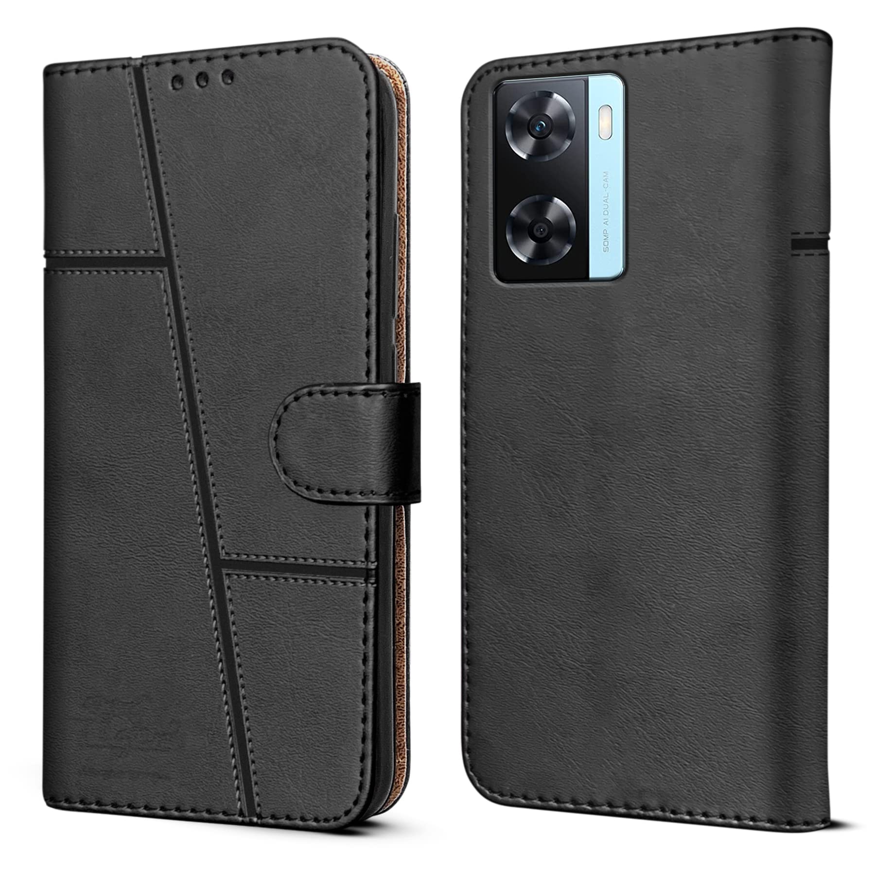 Jkobi Flip Cover Case for Oppo A77 4G | Oppo A77s (Stitched Leather Finish | Magnetic Closure | Foldable Stand | Wallet Card Slots | Black) (B0BZ8MCY5B) Amazon Price History, Amazon Price Tracker