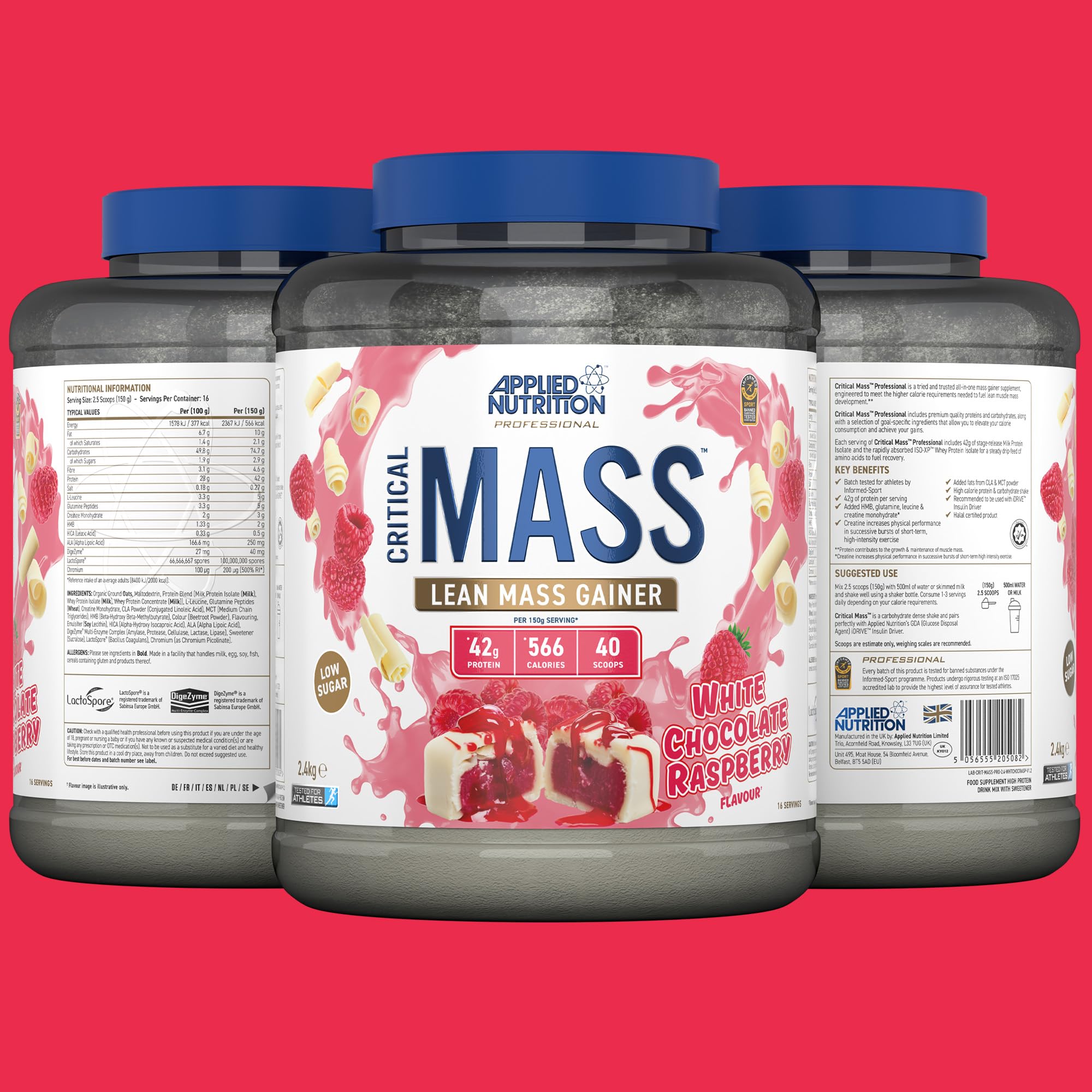 Applied Nutrition Critical Mass Professional (2400g) White Chocolate Raspberry - Przyrost masy ciała - Z kreatyną