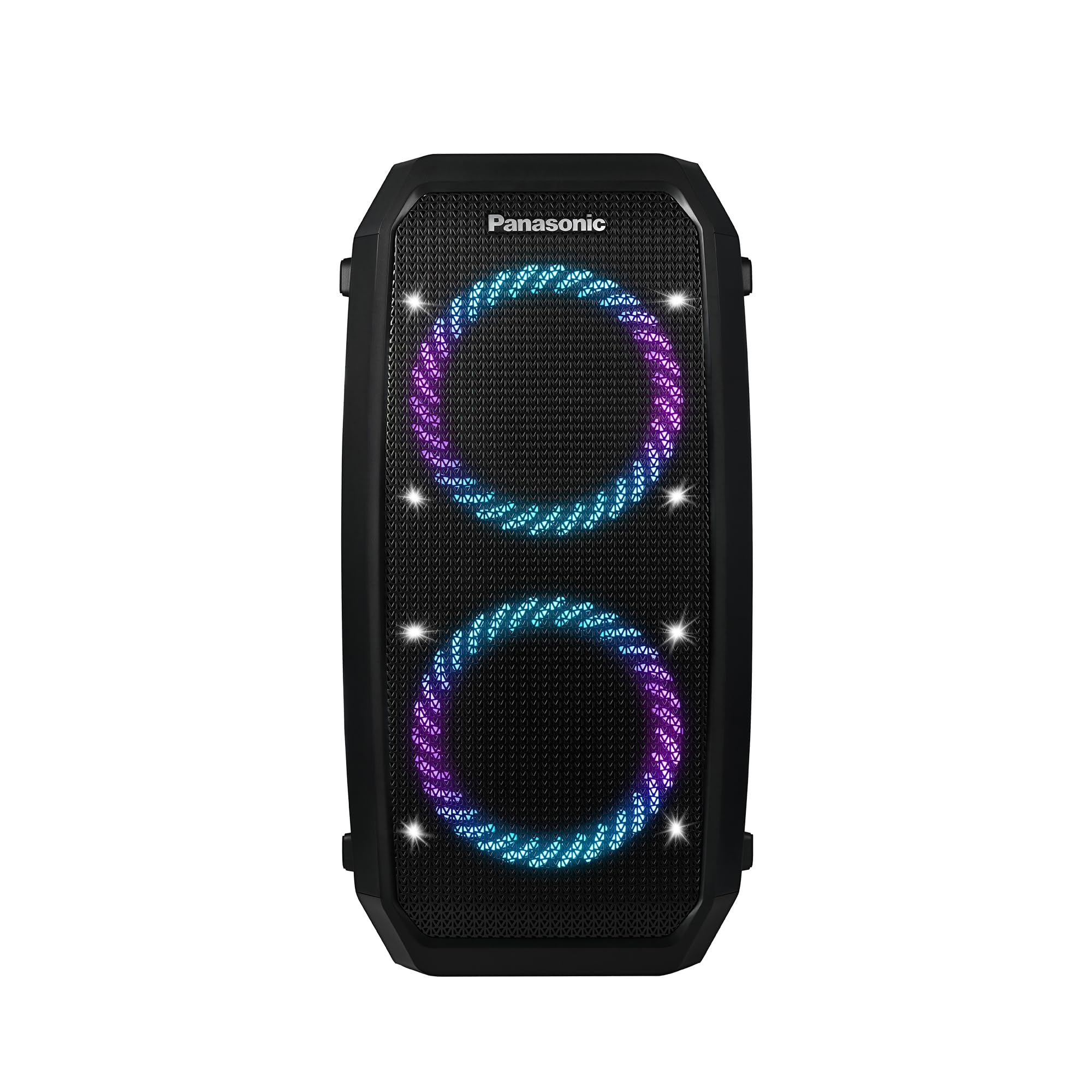 Panasonic SC-BMAX30 Portable Party Speaker with Bluetooth, Built-in Lights, Bass Reflex Input, 320 W, 14 Hours of Autonomy, USB, IPX4, Guitar and Microphone Inputs for Karaoke, Black