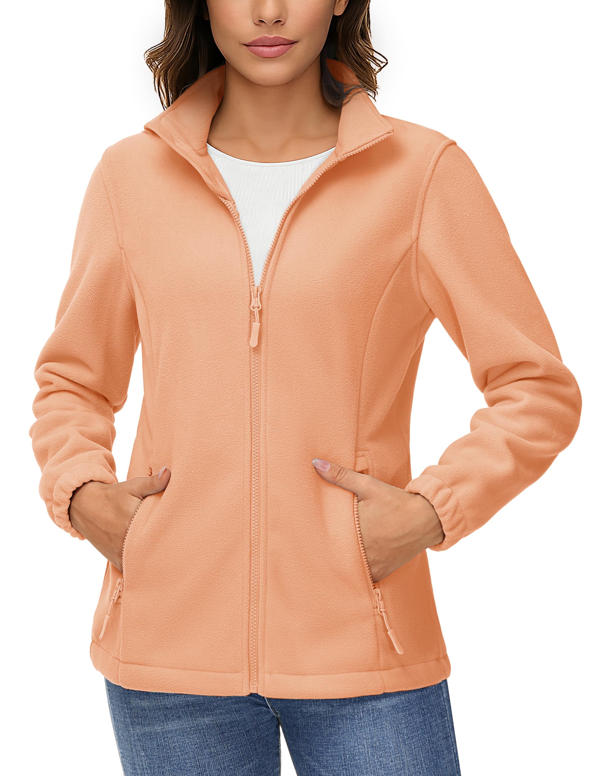 TACVASEN Women's Soft Fleece Jacket Lightweight Full Zip Sweatshirts Coat Casual Winter Warm Sweaters with Pockets