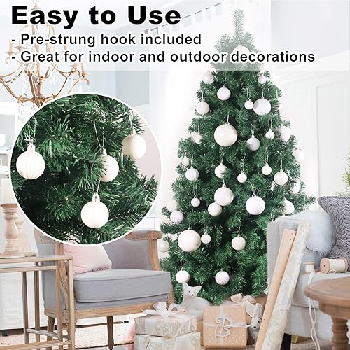 Vista 359 de 18 esferas medianas decorativas navideñas para árbol de Navidad, inastillables, para colgar, color púrpura, 2.5 pulgadas, paquete de 18