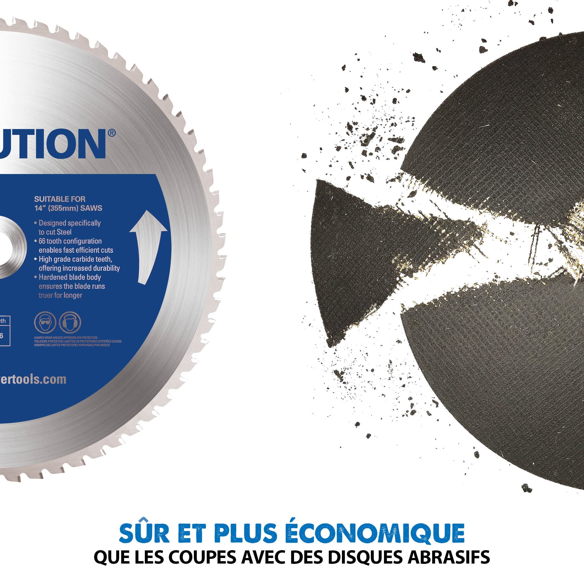 Evolution S355Cps - Scie à Tronçonner en acier Industriel de 355 mm - Finition Instantanée, sans Chaleur, sans Bavures et sans Étincelles - lame à acier Doux Fournie