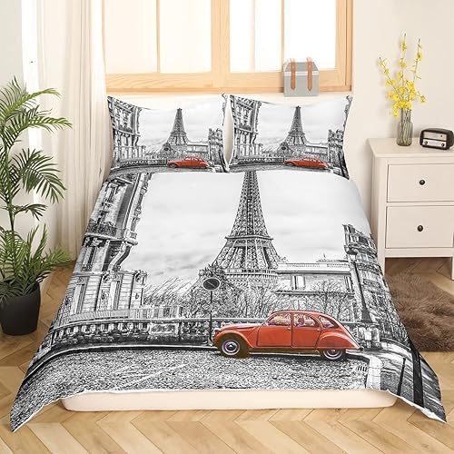 Vista 79 de Feelyou Juego de ropa de cama de coche de carreras para niños, juego de funda de edredón de deportes extremos para niños y niños, funda de edredón