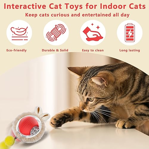 Miniatura 3 de Pelota de juguete para gatos en movimiento, juguetes de movimiento automático para gatos de interior, juguetes inteligentes para gatitos, bolas