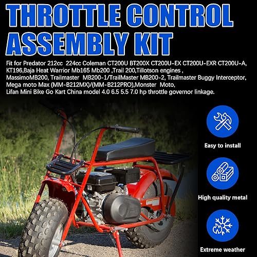 Miniatura 7 de Kit de enlace del acelerador para Predator 212 196cc Coleman CT200U BT200X CT200U-EX B200R KT196 Baja Massimo MB200 Axis M200 GX160 GX200 Piezas del