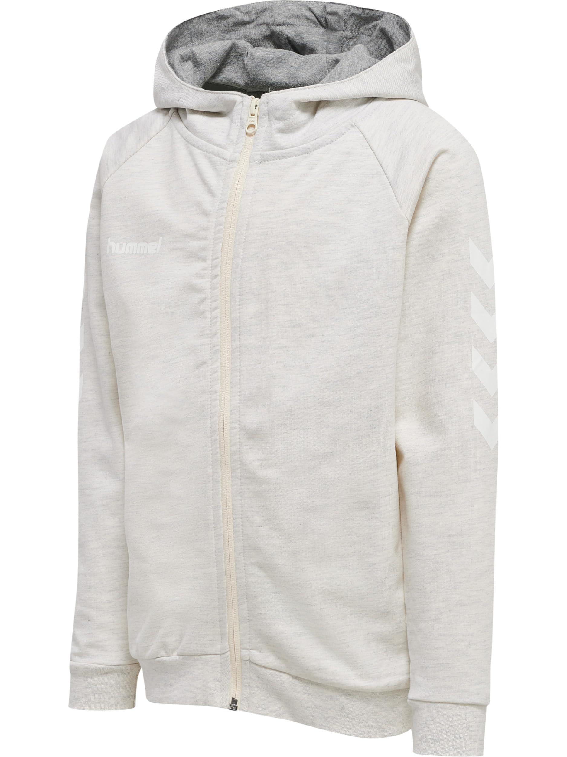 hummel Women's HMLGO COTTON ZIP HOODIE WOMAN Sweatshirt, Egret Melange, X-Small
