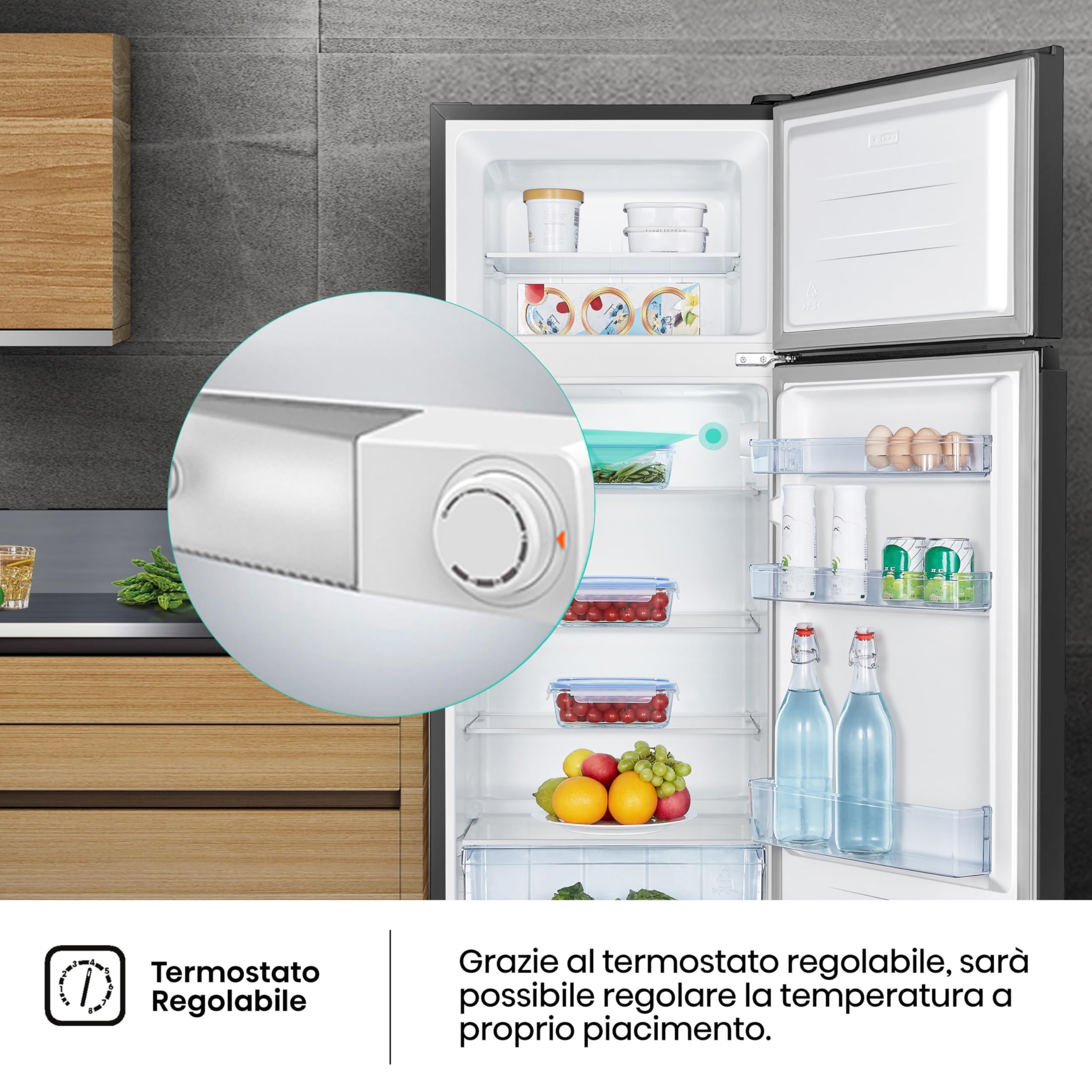 Hisense MTM55205BE Frigorifero Doppia Porta a Libera Installazione Modello 2022, 206 L, Nero, 143.4 x‎ 54.2 x 55 cm