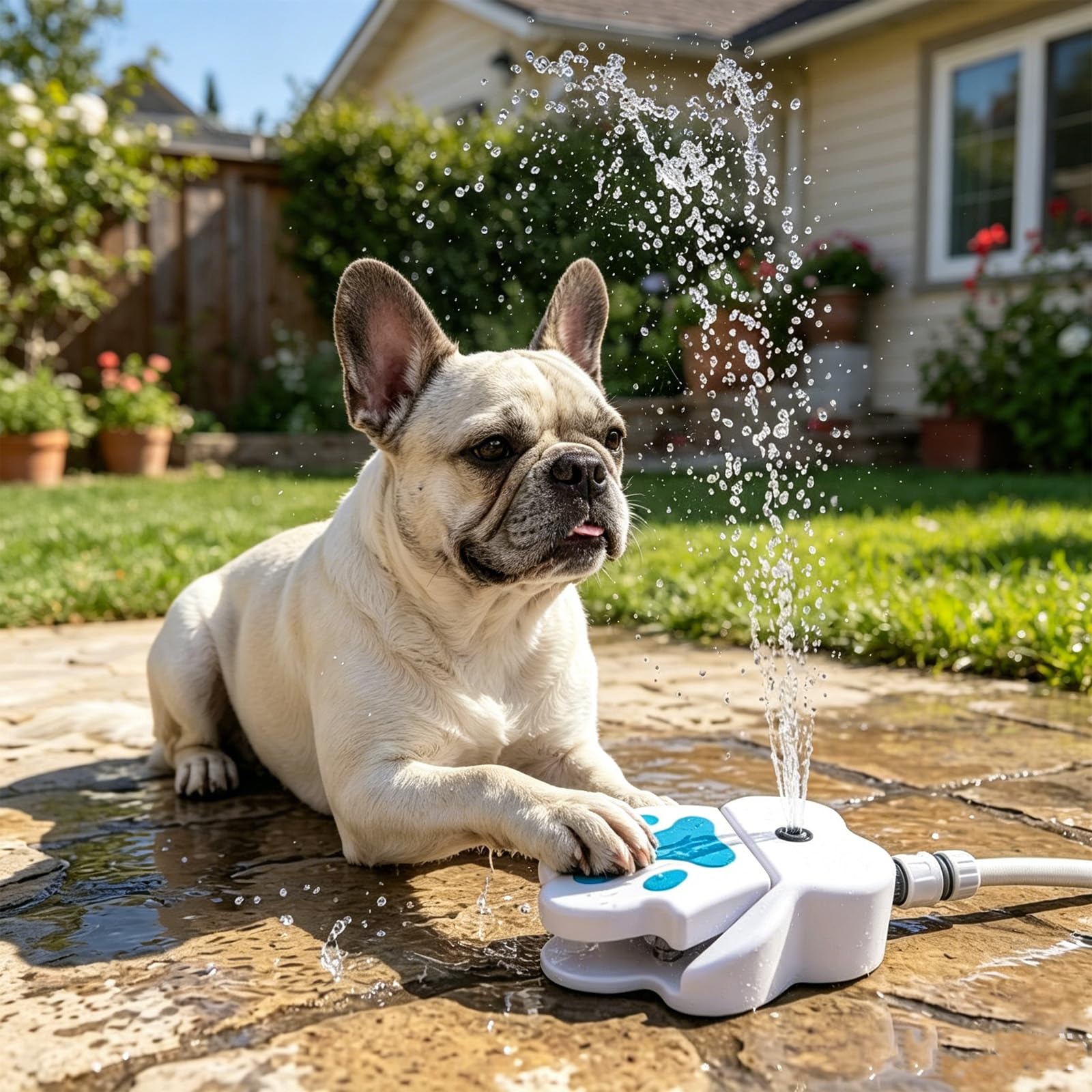 Trinkbrunnen für Hunde,Wasserfontäne mit Pedal,Pfotenaktivierter Trinkspender für Garten und Außenbereich, Leicht Aktivierbarer Hunde-Wasserspender