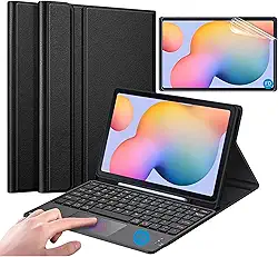 Capa com Teclado para Galaxy Tab S6 Lite com Mouse Touchpad e Compartimento para Caneta + Película Paperlike para Tab S6 Lite - FD Acessórios
