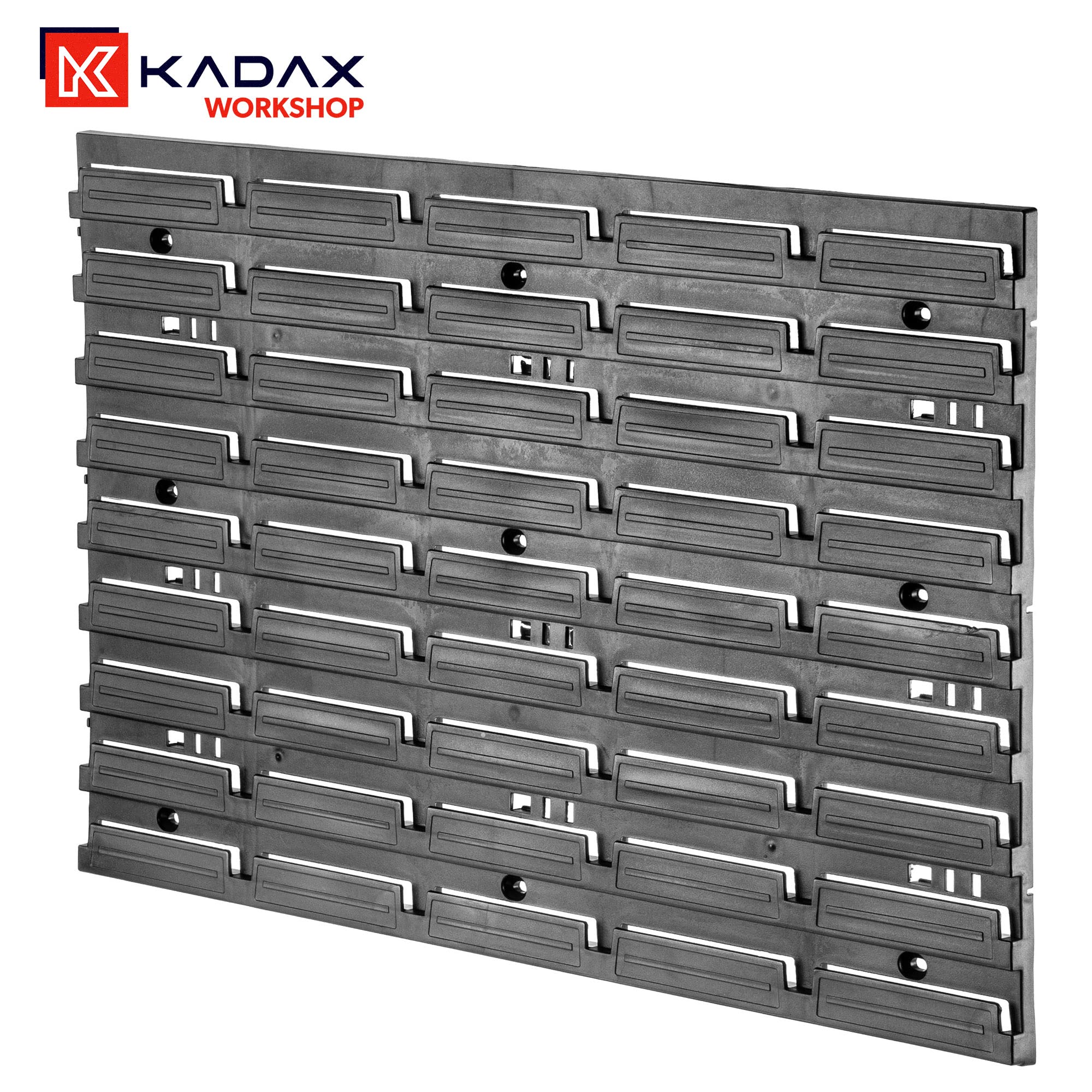 KADAX Pared de herramientas, sistema de almacenamiento de plástico PP, estantería de pared en diferentes tamaños, estantería de pared de taller con cajas de almacenamiento (116 x 78 cm)