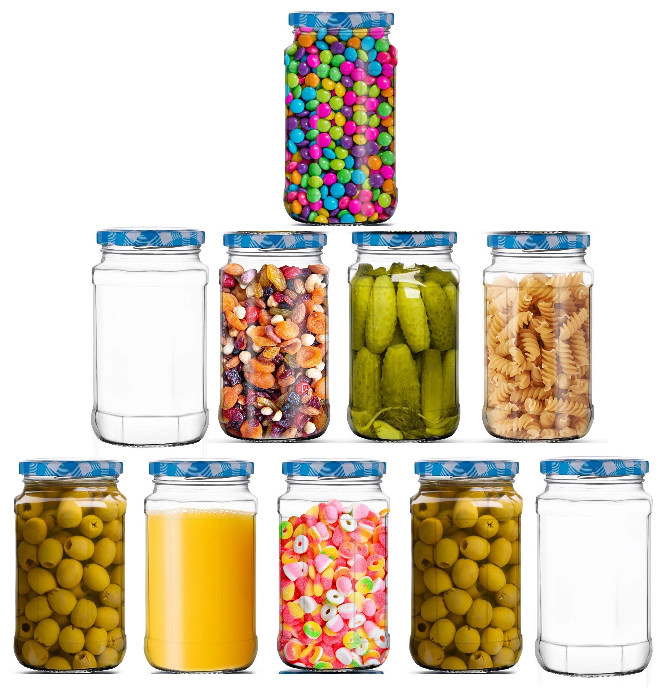 STAR WORK Glass Jar with Air Tight Blue Chex HEXA Lid, Pack of (10), 500 Ml Container (B082F3DW49) Amazon Price History, Amazon Price Tracker