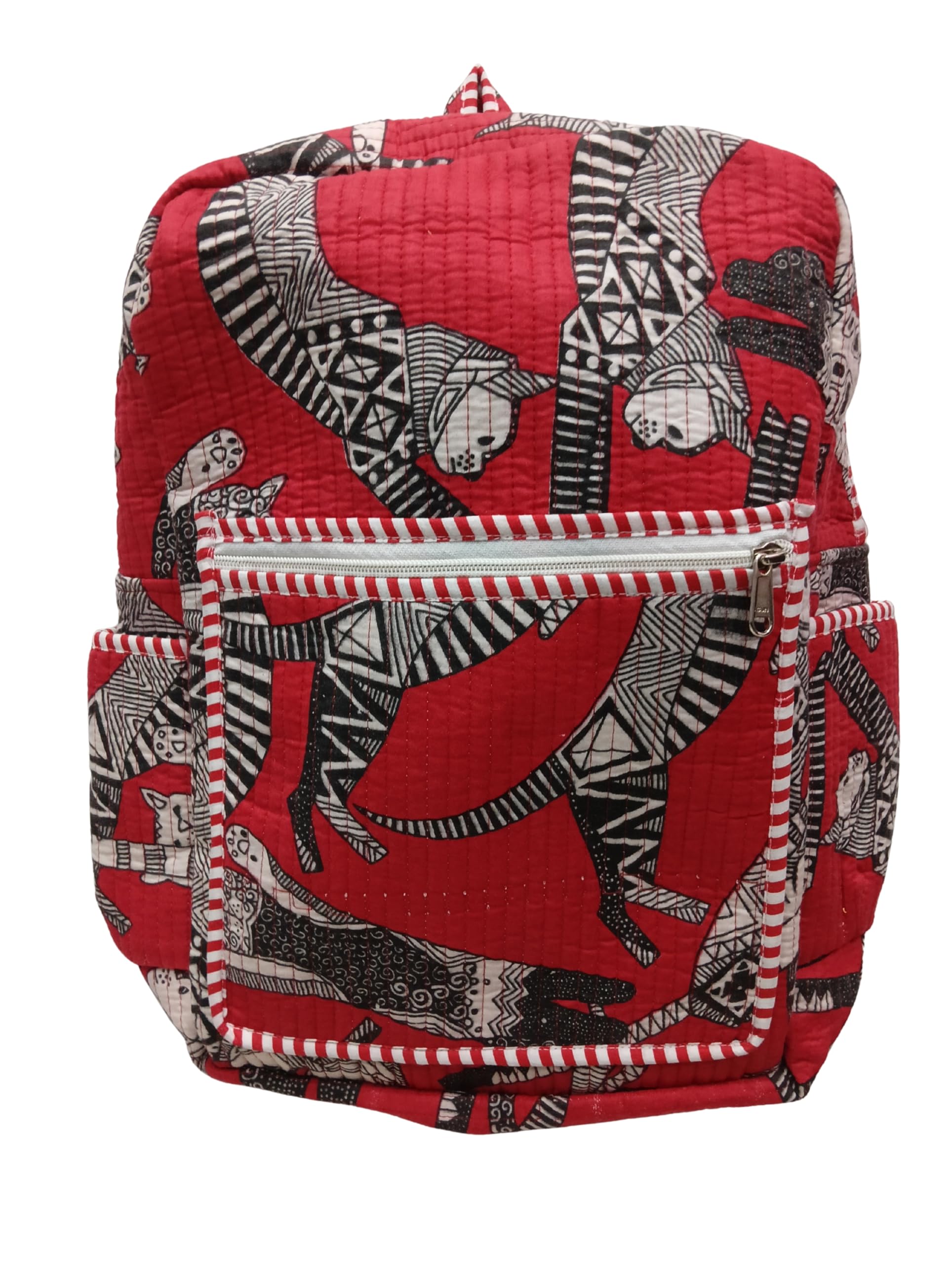 Cotton Quilted Unisex Backpack Hand Block Floral Printed Design Stylish Eco-Friendly Bag for School, Travel, and Everyday Adventures-picture-31