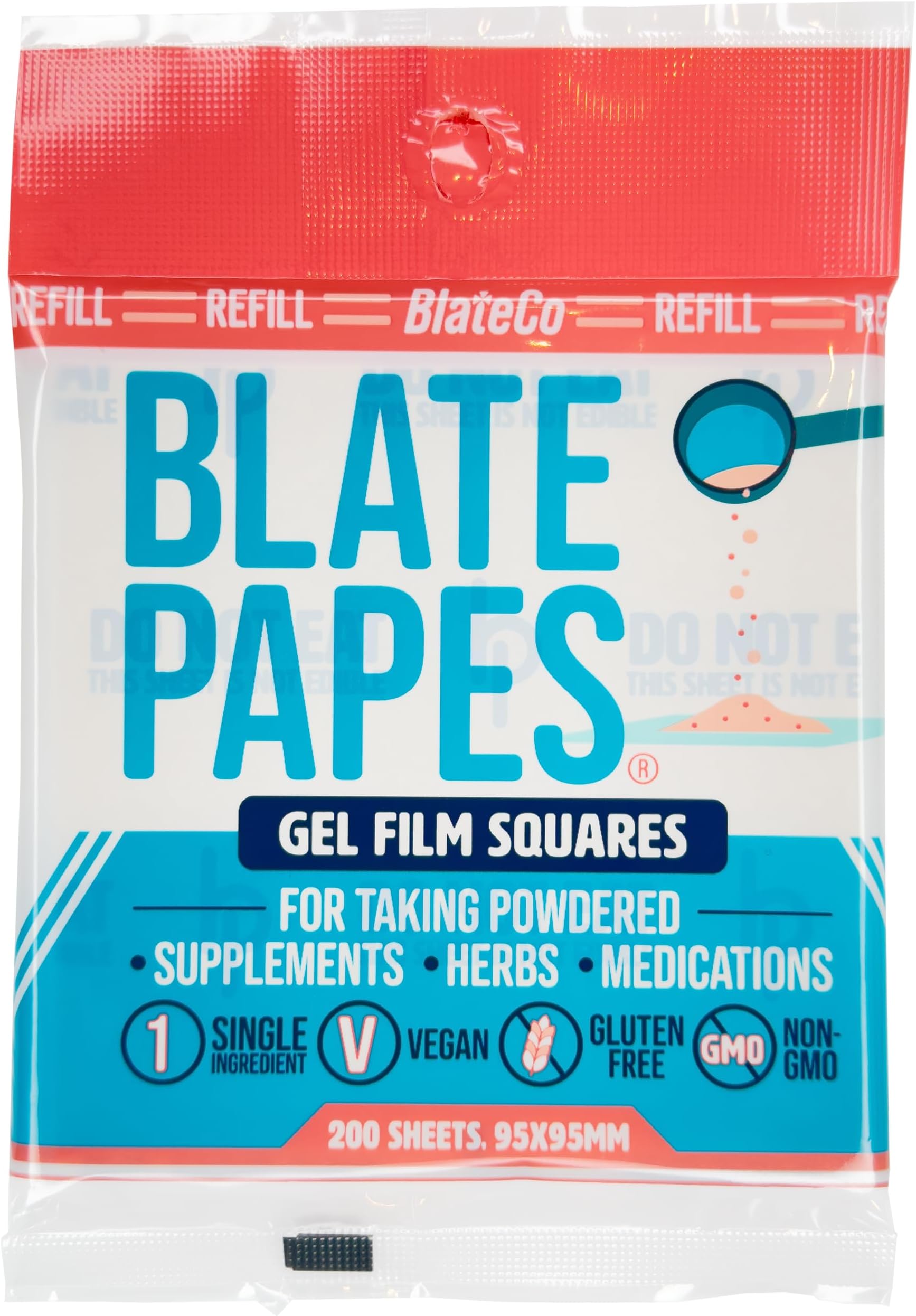 Edible Film Squares, 200 Count [Refill Pack] | Gel Films for Taking Herbs and Supplements